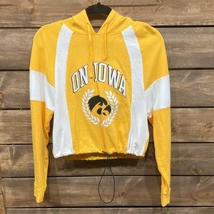 PINK Iowa Hawkeye Crop Hoodie XS Yellow